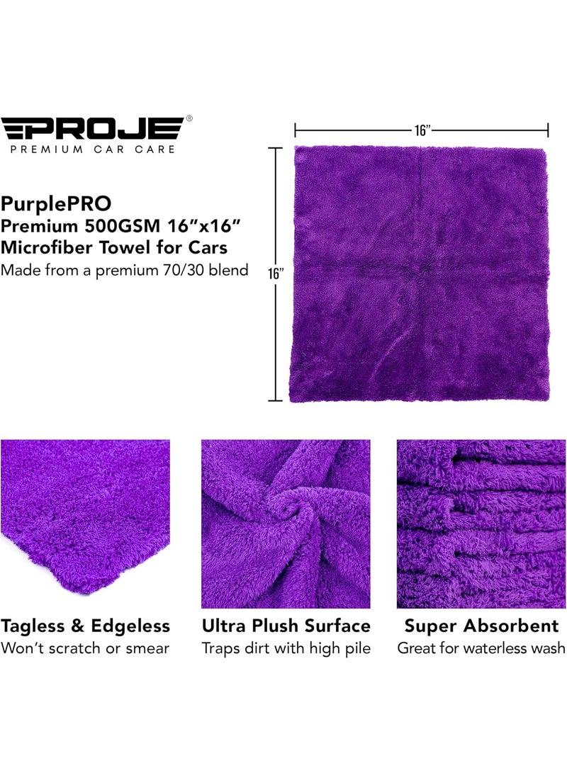 Microfiber Towel for Car - Ultra Absorbent - Car Drying, Polishing, Buffing Cloth & Interior Detailing Towel - 500 GSM 16x16in - Auto Detailing Supplies - Pack of 3 Premium Car Care - Image 5